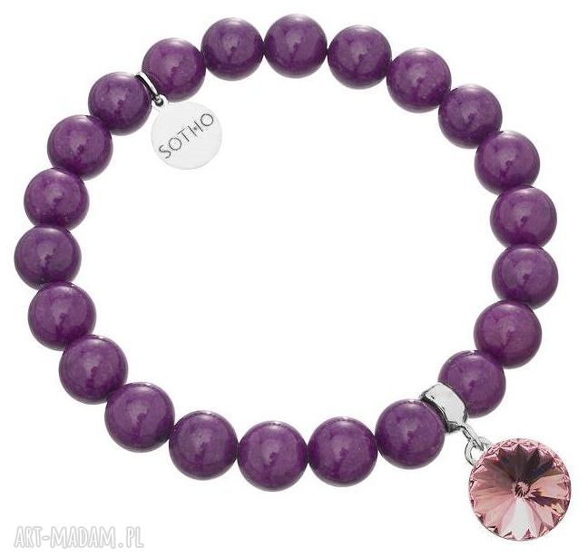 Fioletowa bransoletka jadeit krysztaŁ rivoli swarovski®