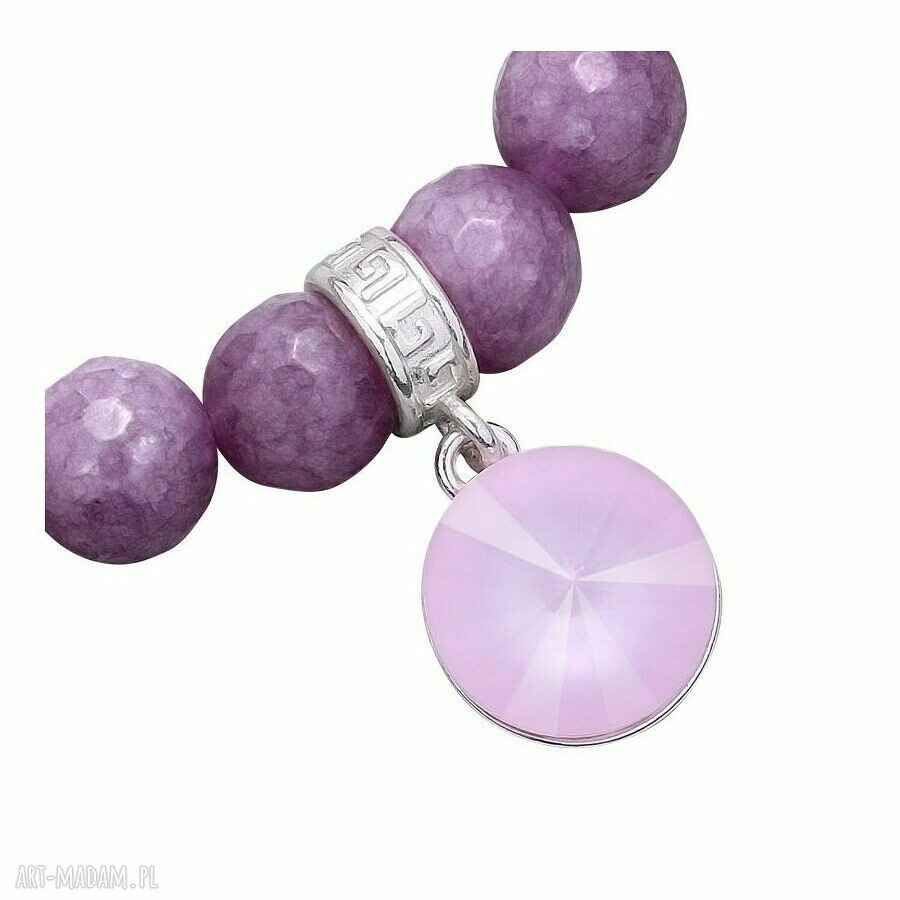 bransoletki: FIOLETOWA BRANSOLETKA Z FASETOWANEGO JADEITU I KRYSZTAŁU SWAROVSKI® CRYSTAL