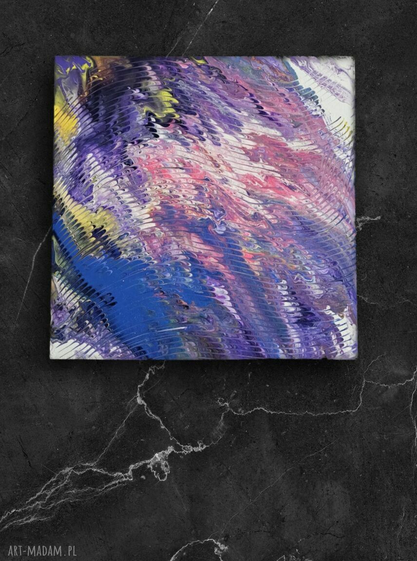 Fioletowe fale abstrakcji - abstrakcyjny obraz ręcznie malowany 50x50 cm