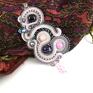 soutache fioletowo szary wisior z agatem