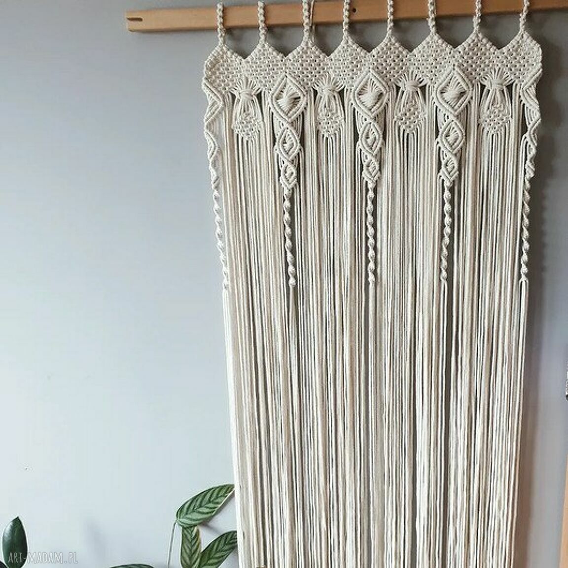 Beżowa firanka 80x200 cm - ręcznie pleciona zasłona boho do domu