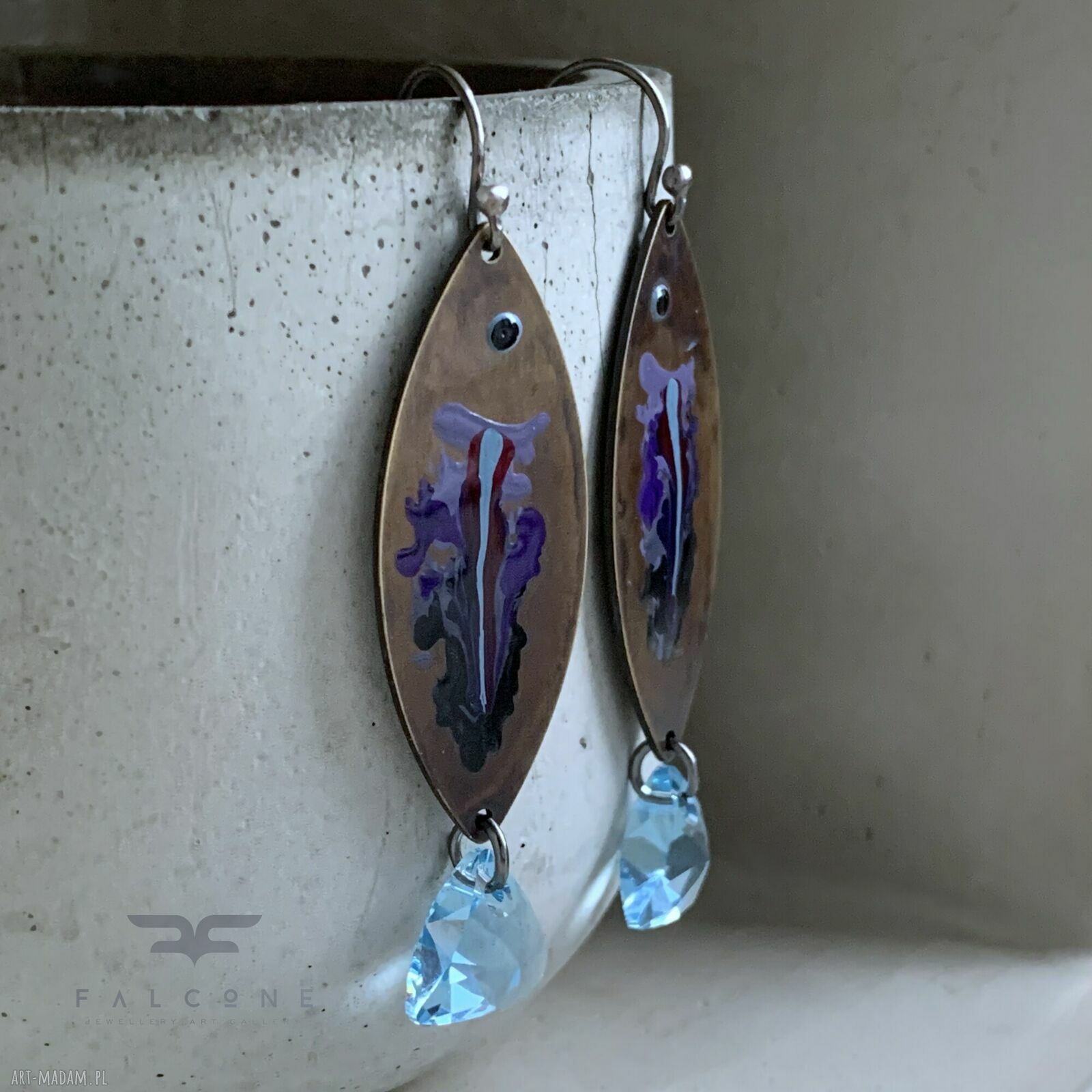 Kolczyki Fish & Aquamarine Tail z kryształami Swarovski