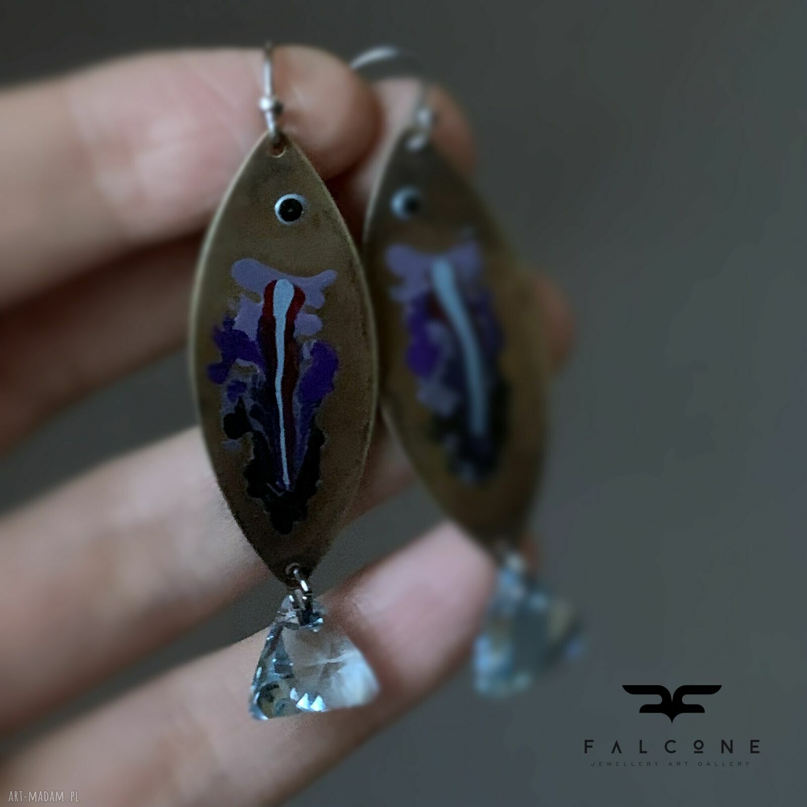 Kolczyki Fish & Aquamarine Tail z kryształami Swarovski