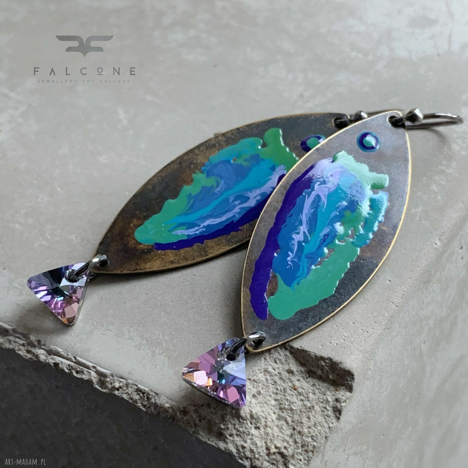 Kolczyki rybki z tęczowymi kryształkami Swarovski