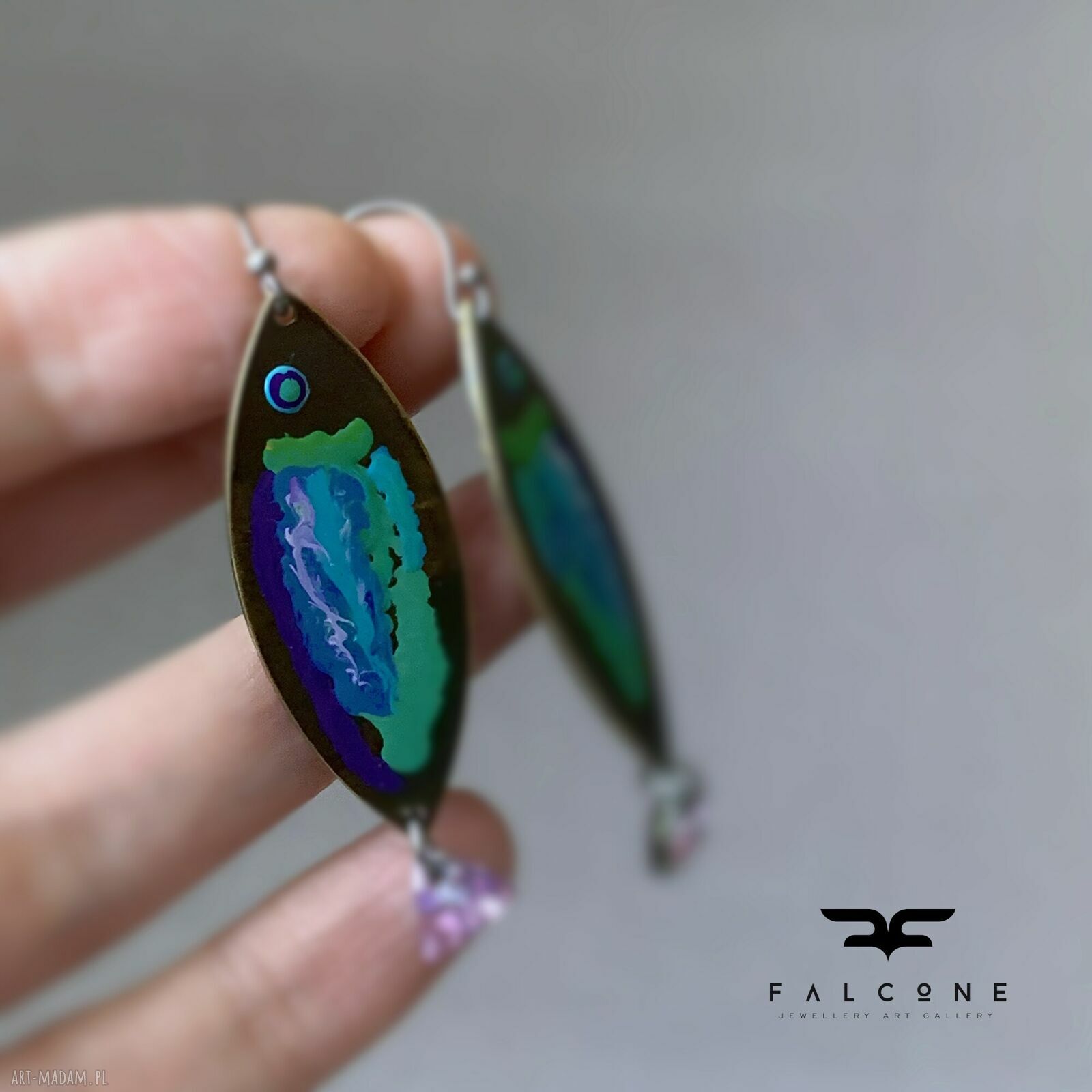 Kolczyki rybki z tęczowymi kryształkami Swarovski