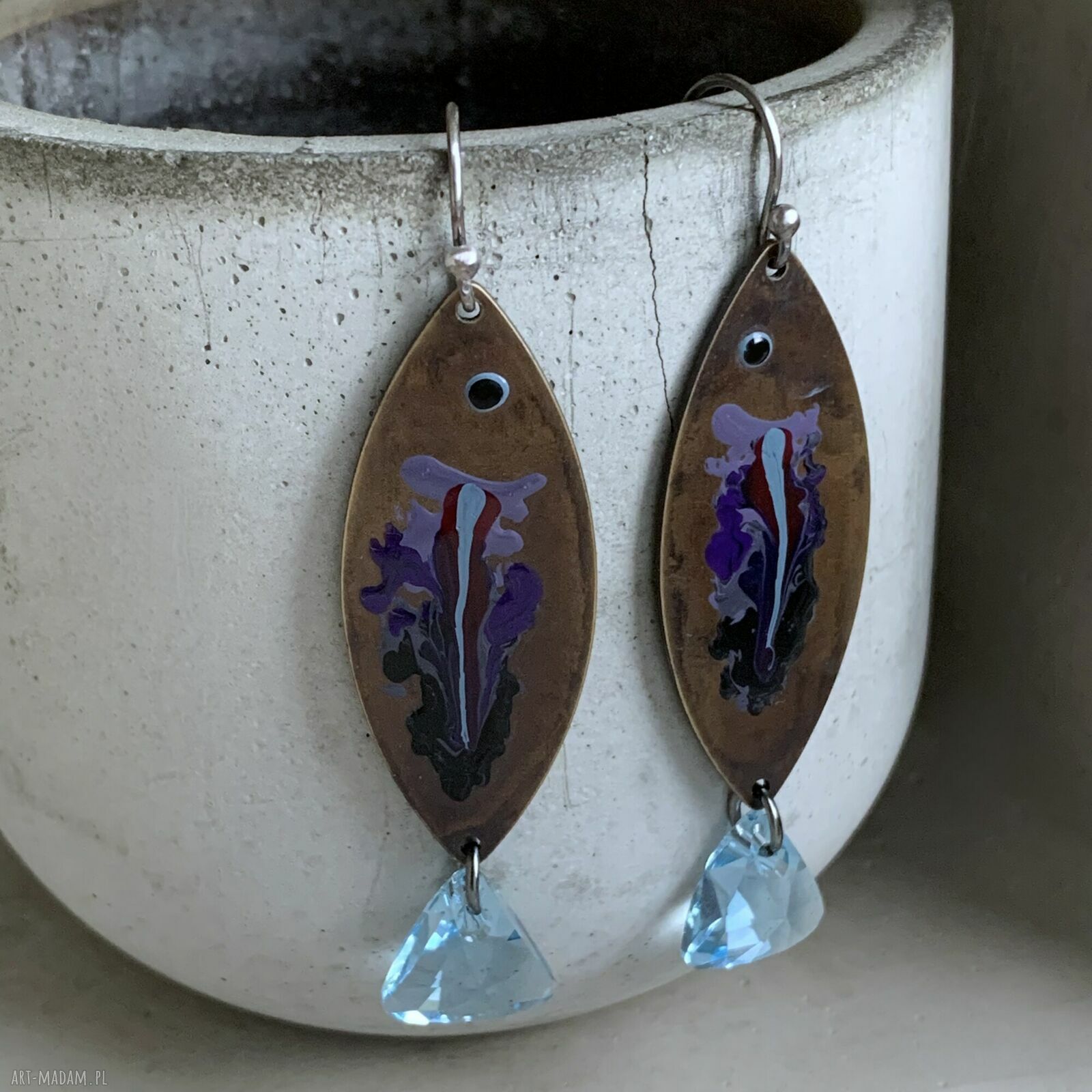 Kolczyki Fish & Aquamarine Tail z kryształami Swarovski