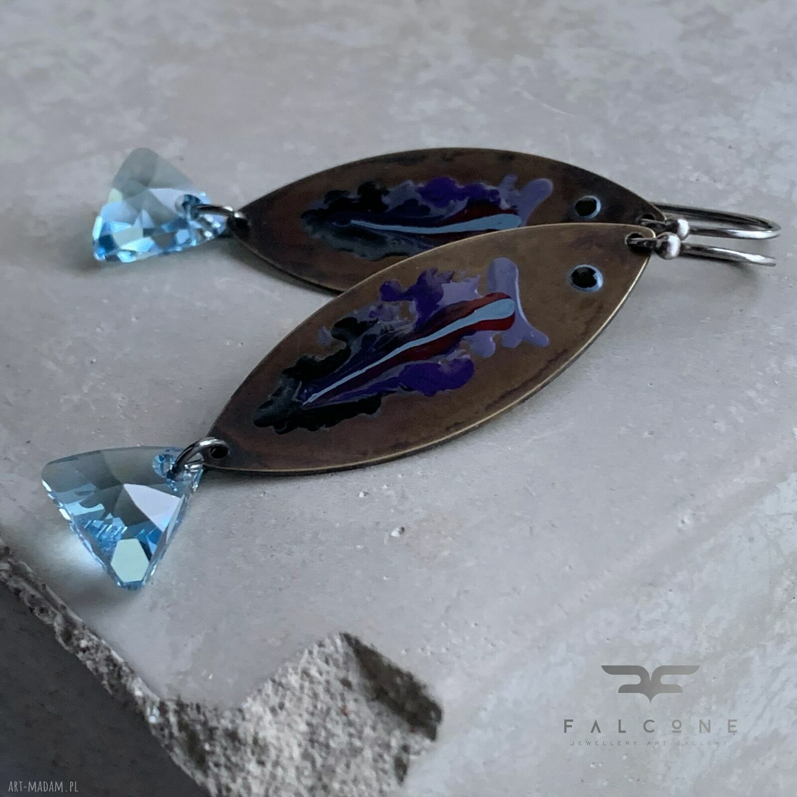 Kolczyki Fish & Aquamarine Tail z kryształami Swarovski