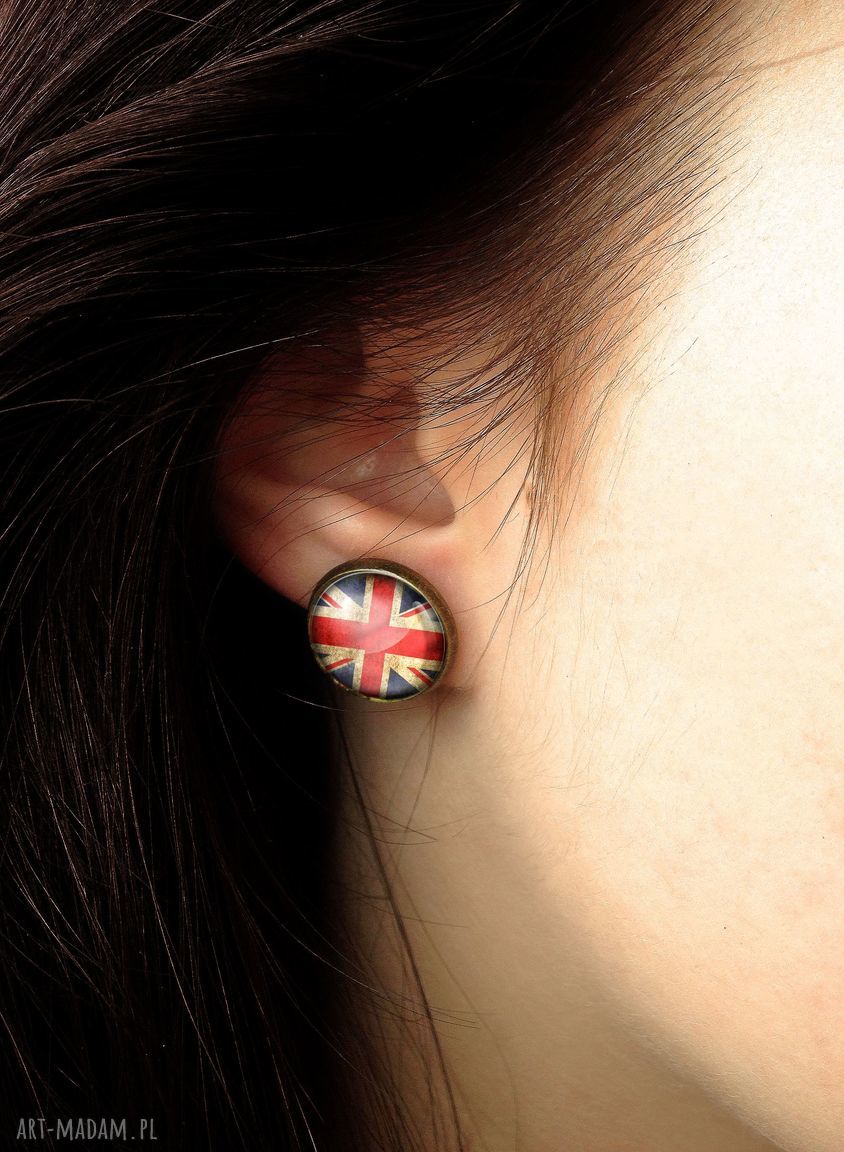 kolczyki: Flaga Wielkiej Brytanii Kolczyki wkręty HandMade
