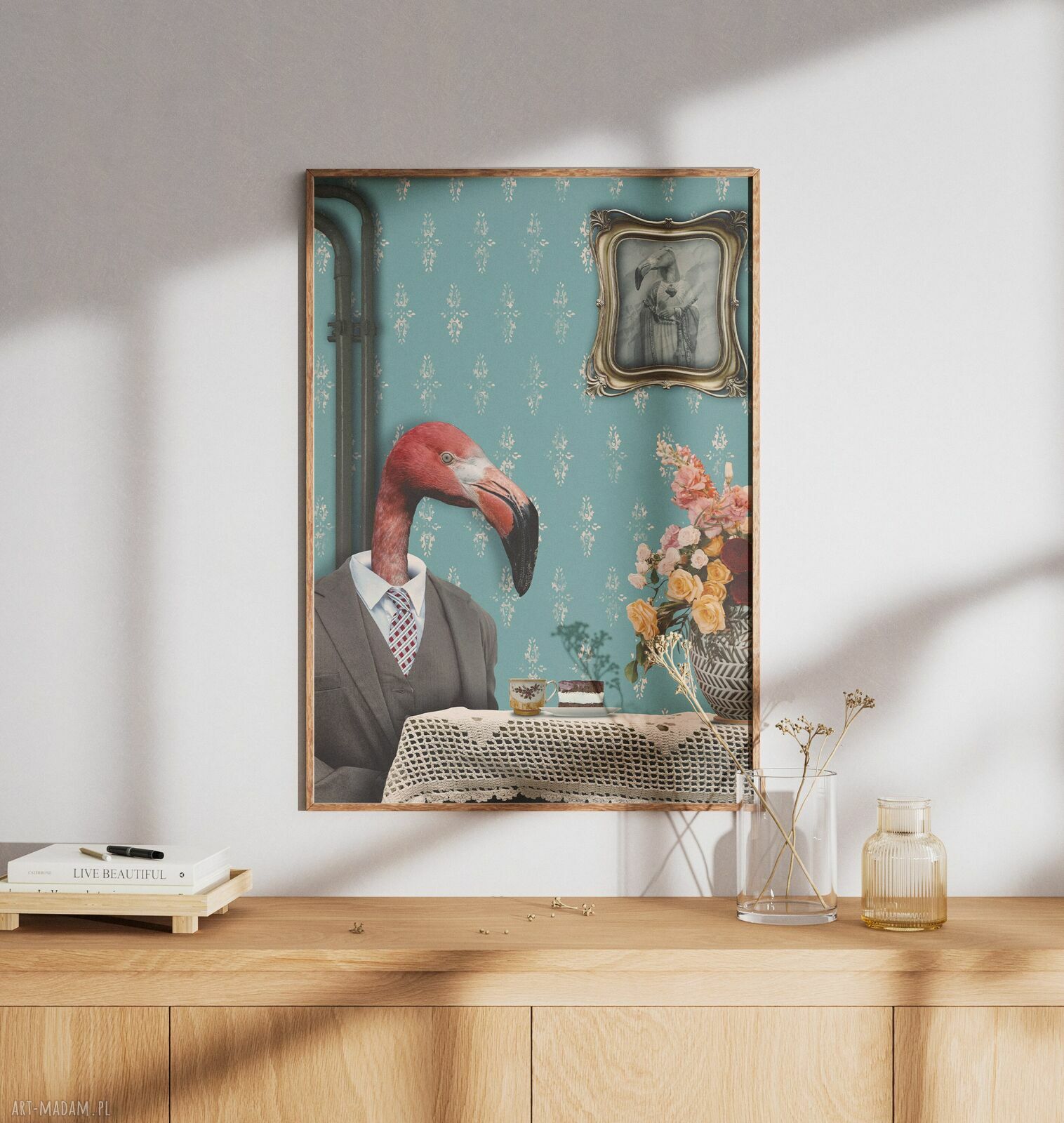 Plakat Flaming A3 29,7x42 cm z kawą i humorem