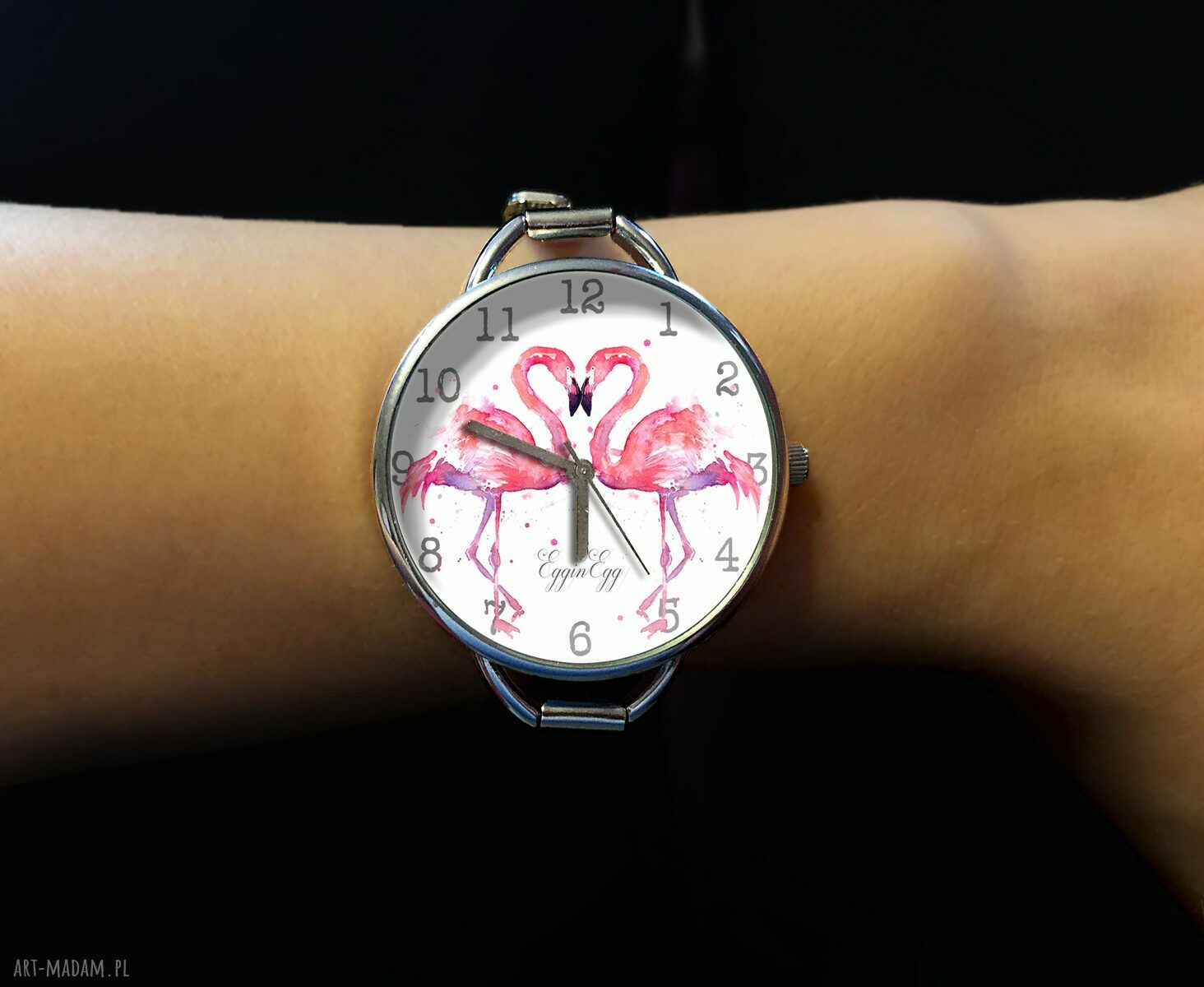 zegarki: Flamingi zegarek damski na prezent ręcznie zrobione