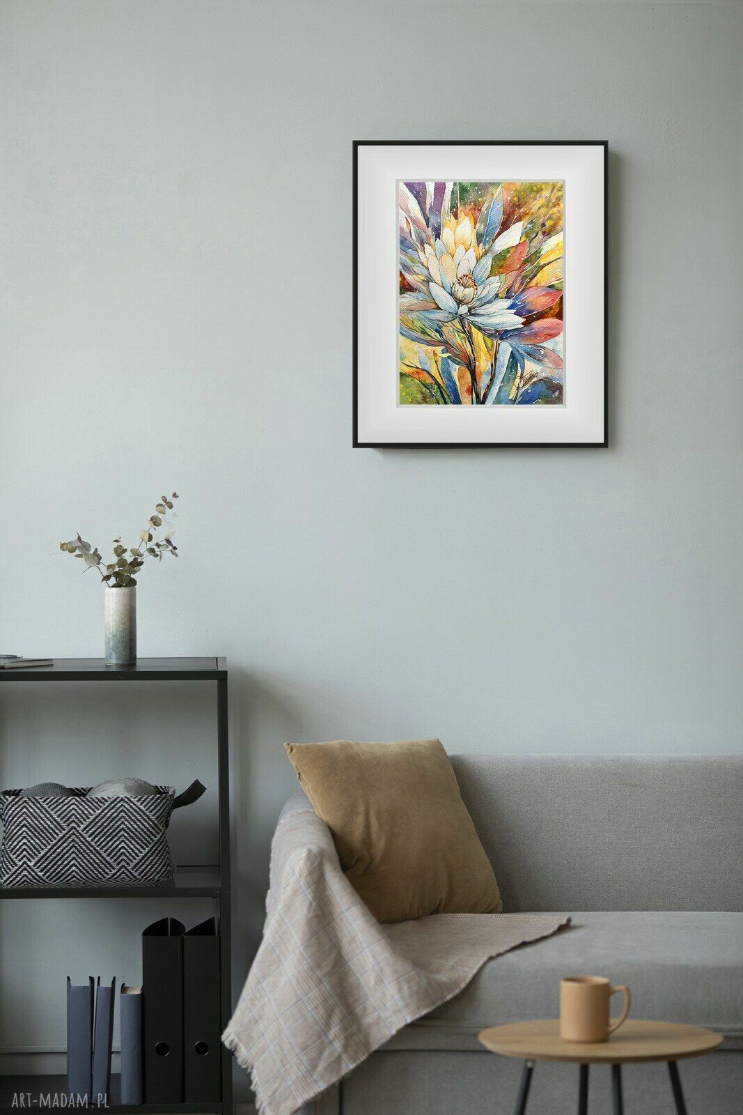 Flora fantazji - oryginalna akwarela z motywem kwiatów 24x32 cm