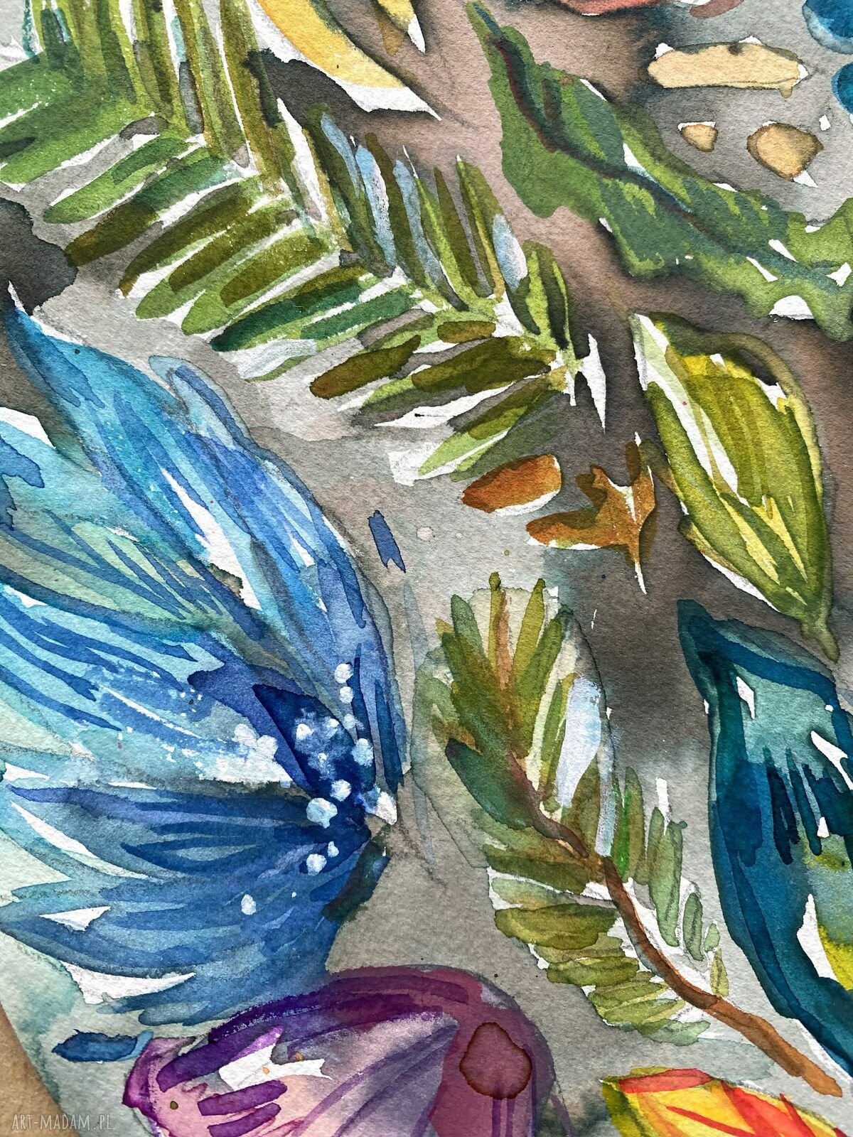 Florals 1 - akwarela botaniczna na papierze 30x30 cm (okrągła), bez ramy