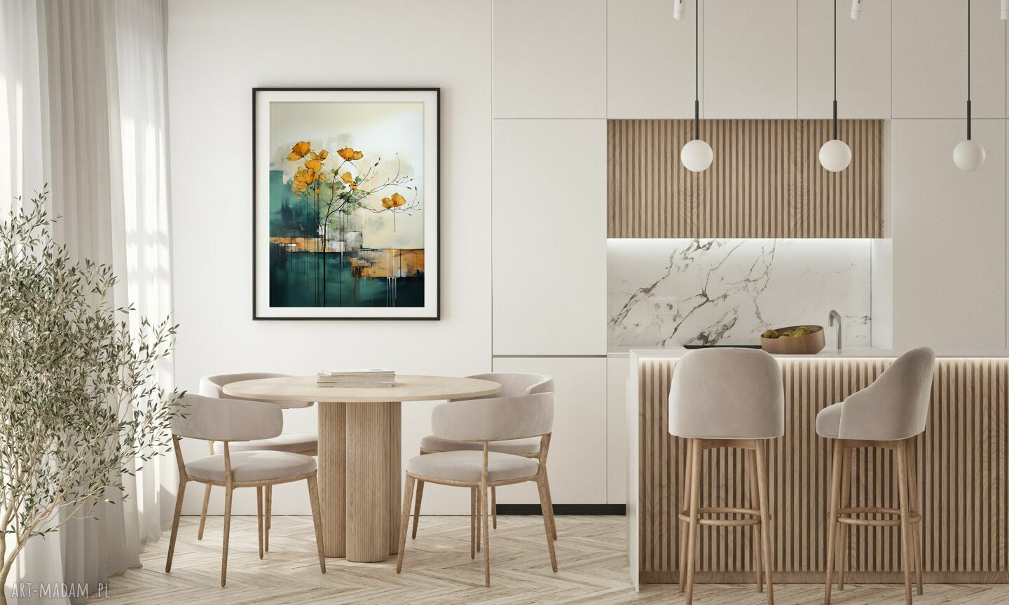 Abstrakcyjny plakat boho do salonu - florystyczny minimalizm 40x50 cm