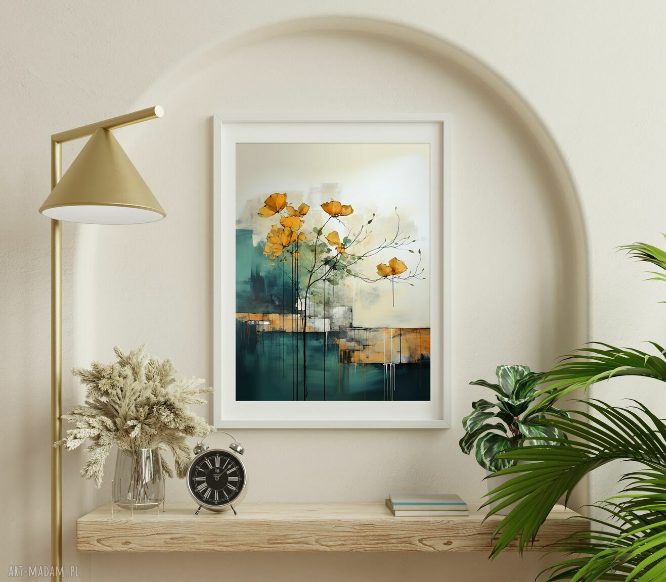 Abstrakcyjny plakat boho do salonu - florystyczny minimalizm 40x50 cm