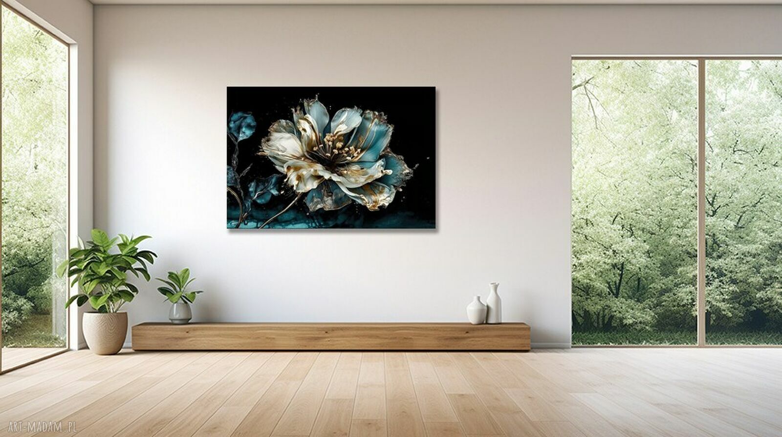 Obraz flower 1 BLACK 120x80 - nowoczesna elegancja premium do salonu i przedpokoju