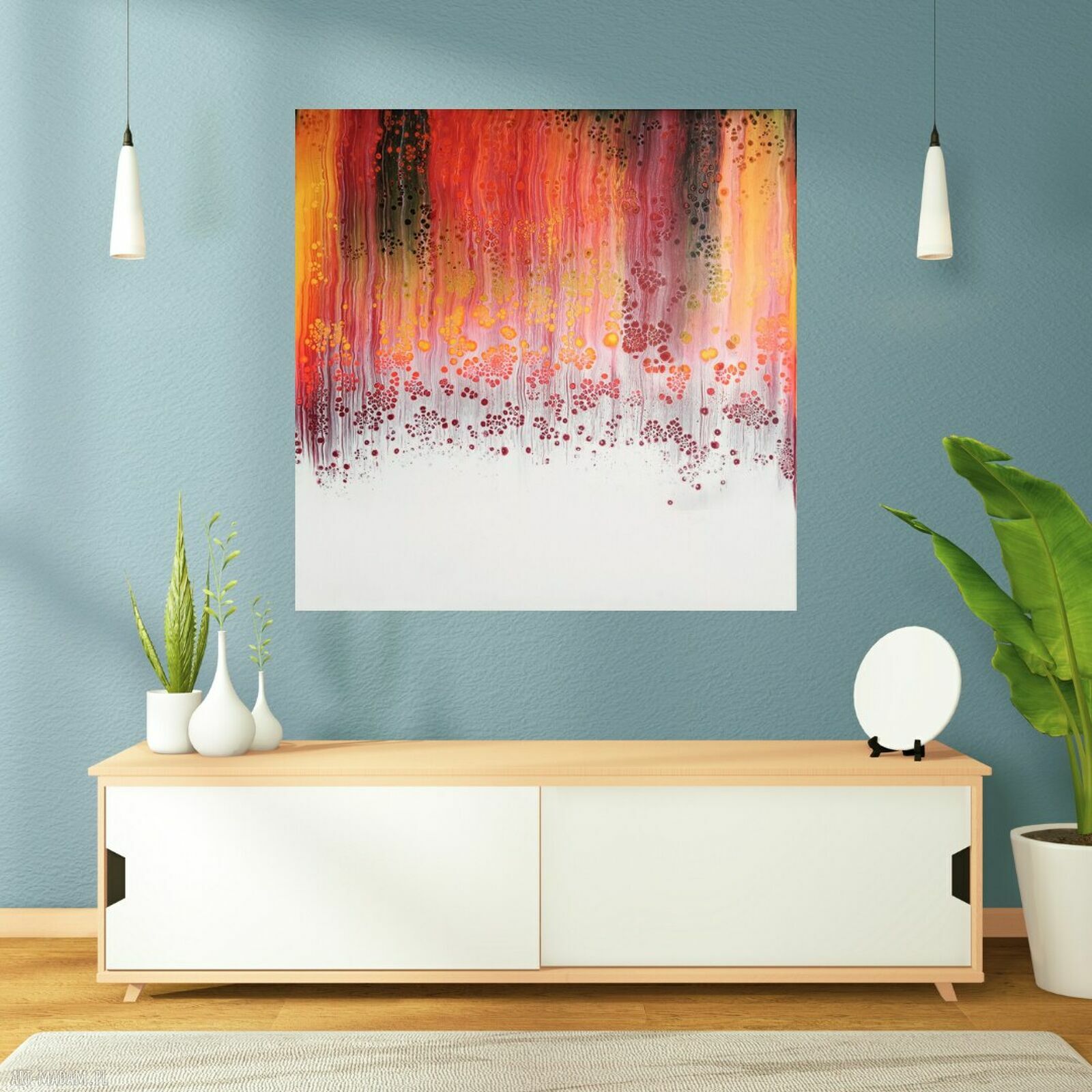 FLUO - obraz abstrakcyjny z akrylu 80x80 cm do salonu