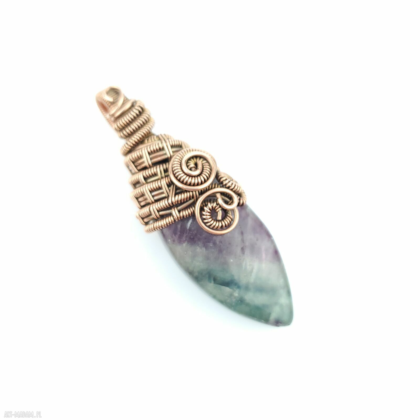 Fluorytowy wisiorek w technice wire wrapping