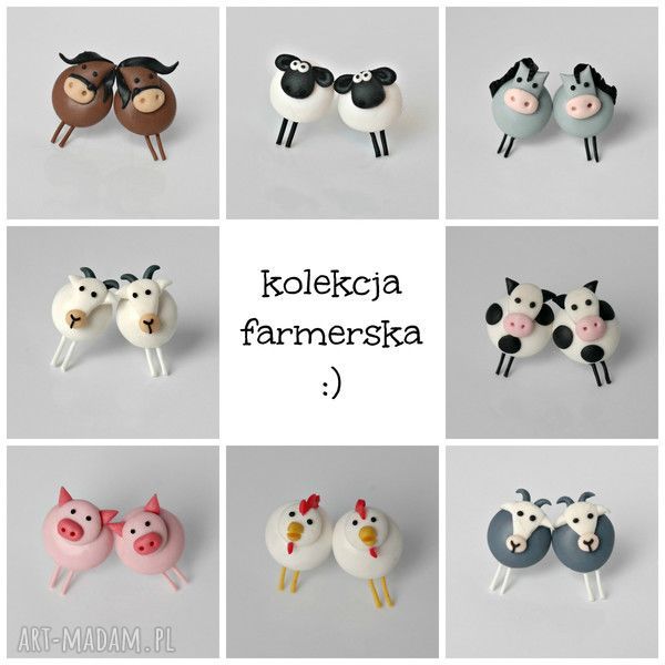Kolczyki Krowy kolekcja farmerska, ręcznie robione krowa pomysłowy prezent dla niej