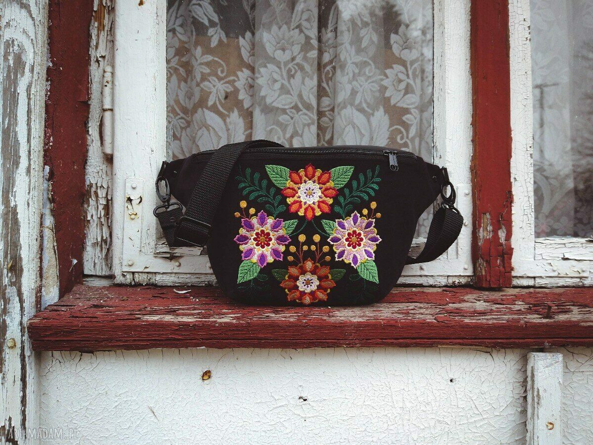 Nerka XXL folkowa handmade - pojemna torebka na pasek w stylu folklor
