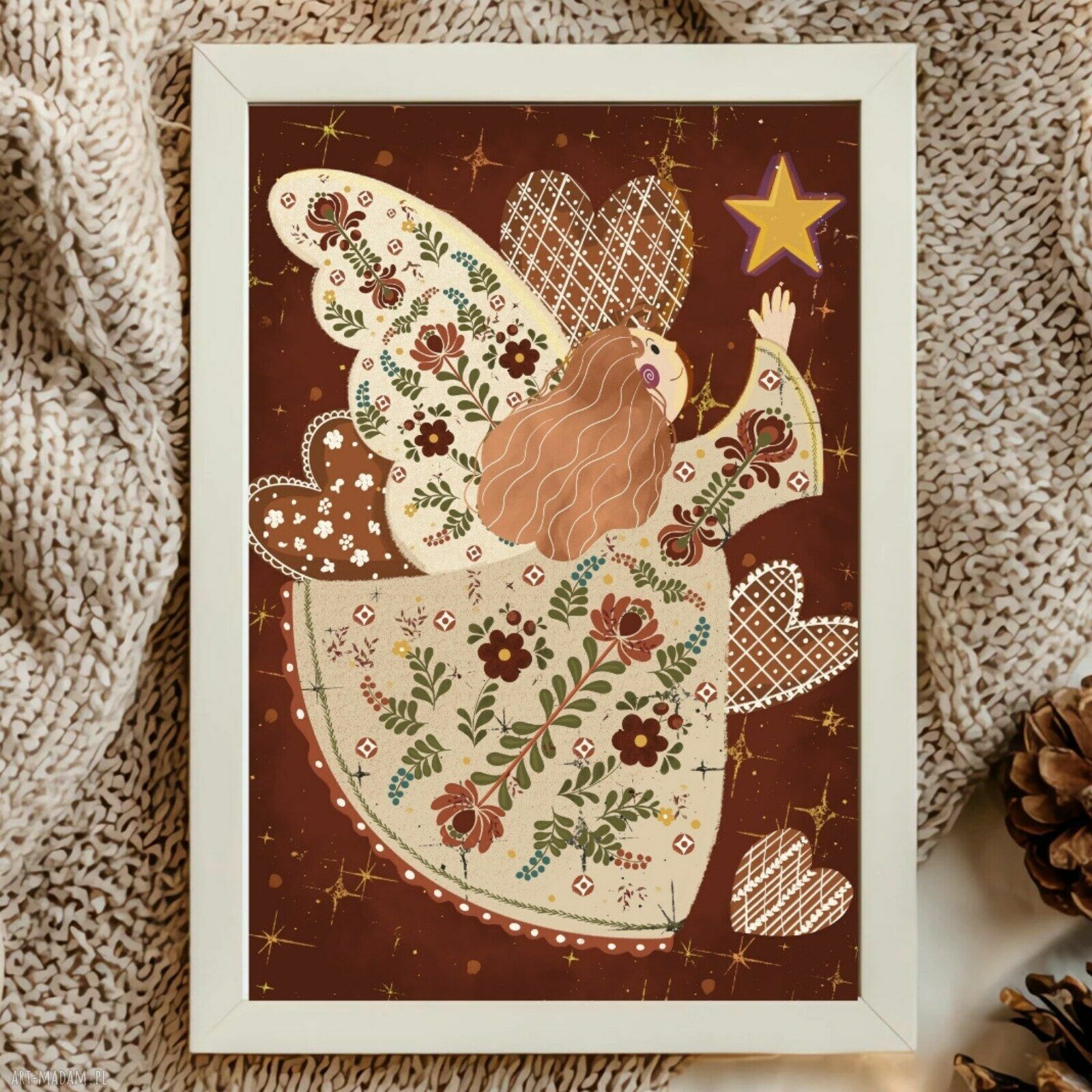 Folklorka i Złota Gwiazda - plakat folkowy A3 29,7x42 cm