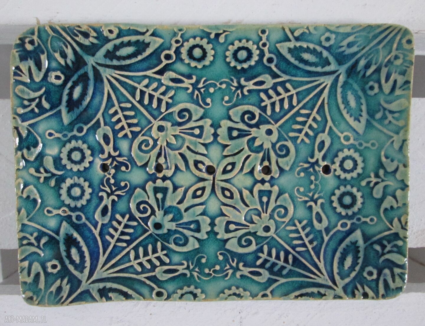 Folkowa ceramiczna mydelniczka ceramiczna