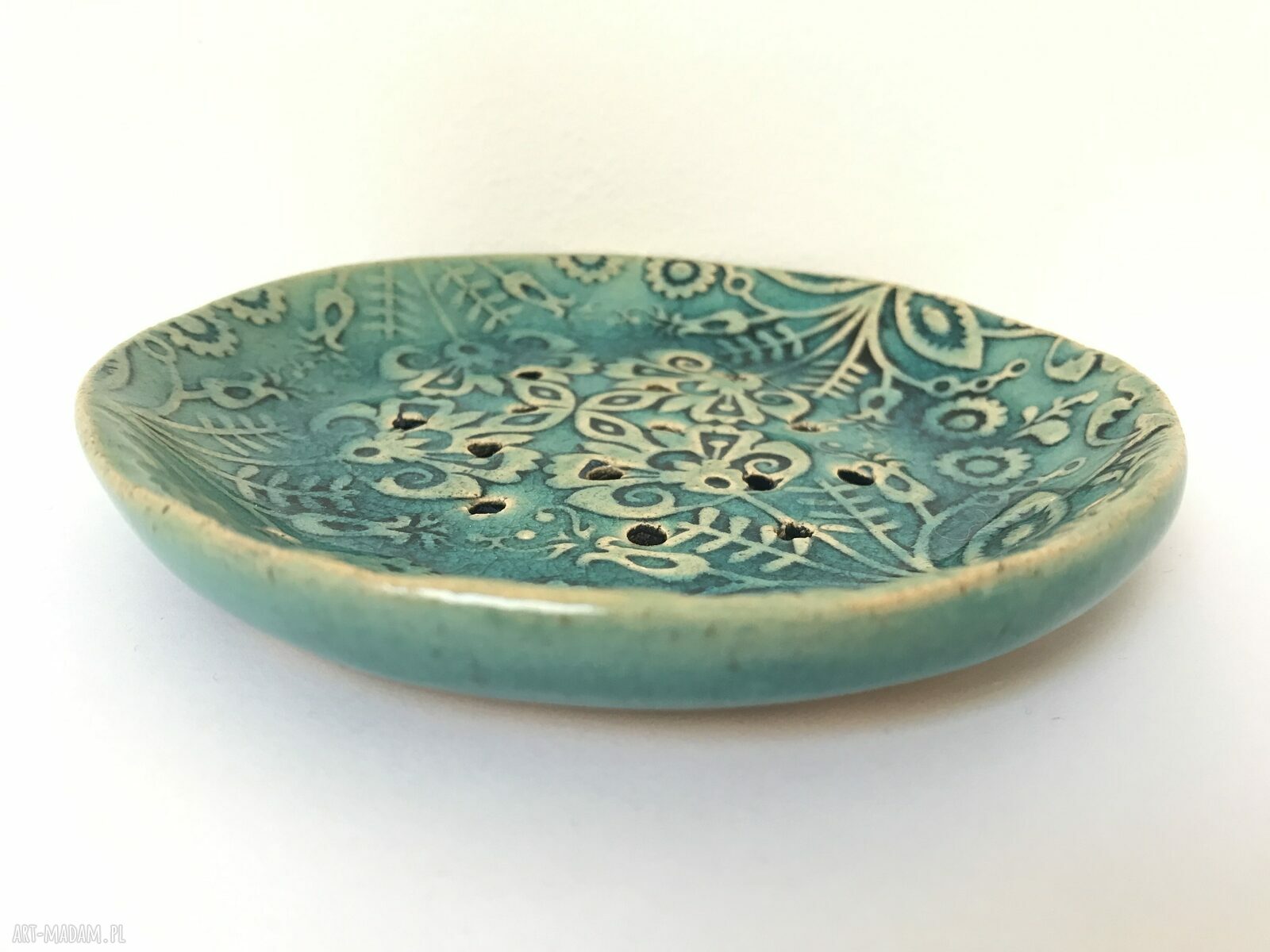 Folkowa mydelniczka ceramiczna z wzorem etno