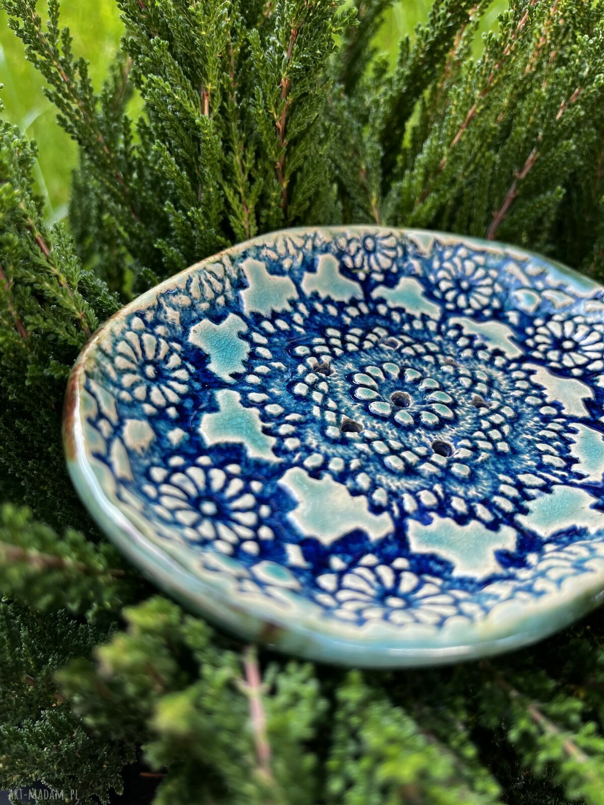 Folkowa mydelniczka ceramiczna handmade