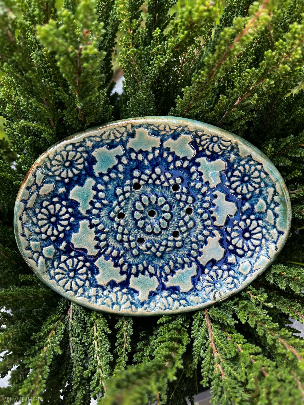 Folkowa mydelniczka ceramiczna handmade