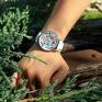 unikatowe zegarki zegarek folkowe kwiaty - skórzany