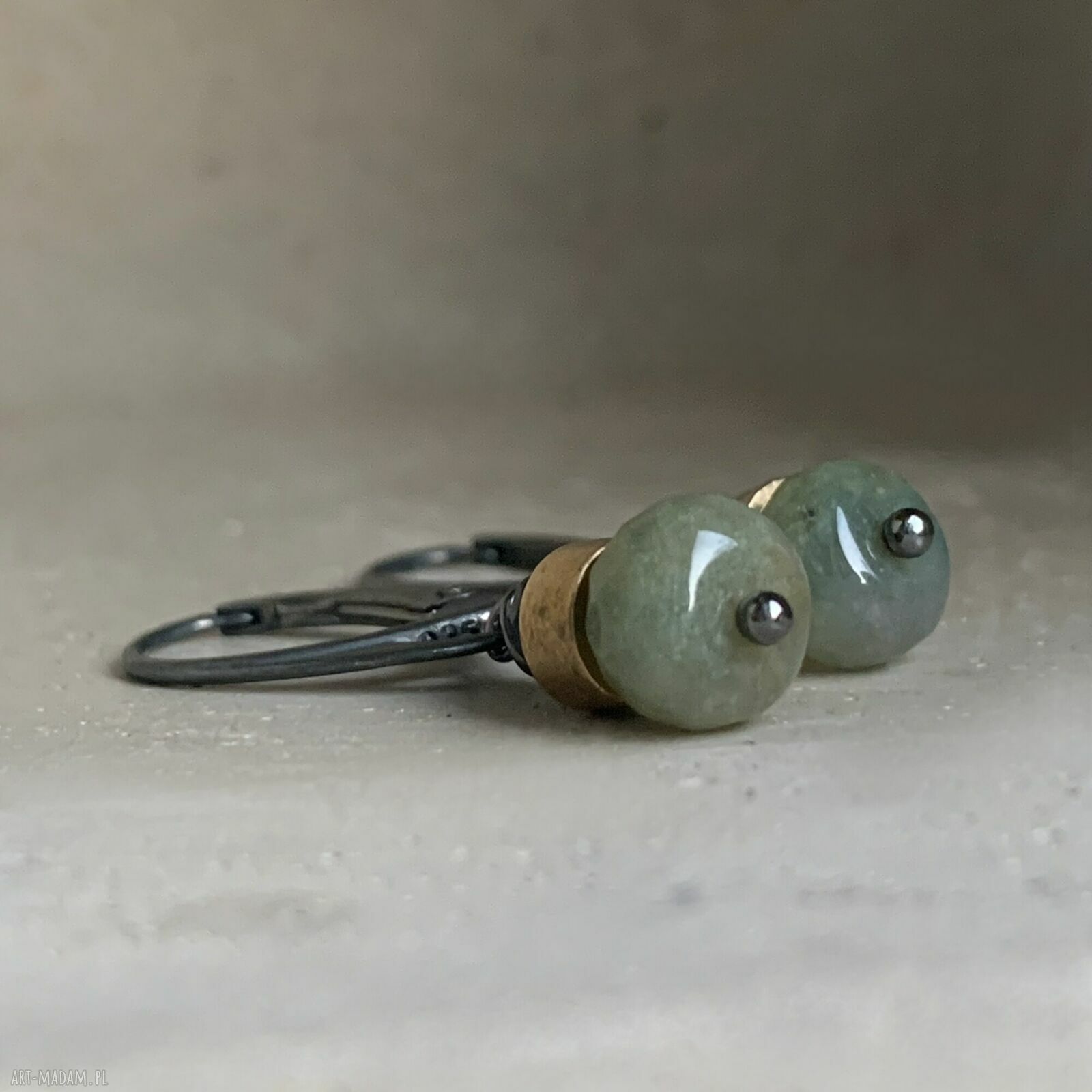 Kolczyki Forest Little Birds z agatem indyjskim i jadeitem - handmade
