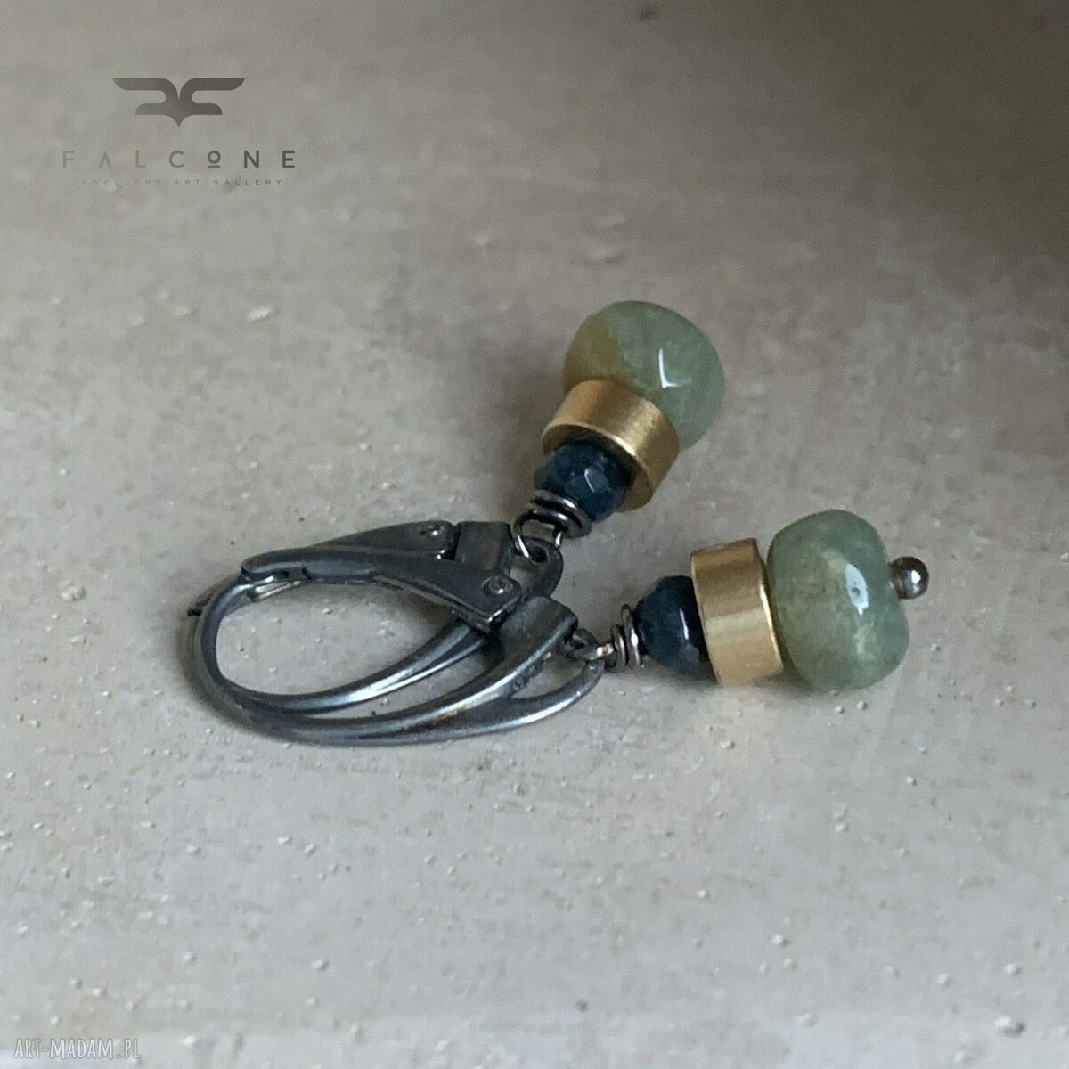Kolczyki Forest Little Birds z agatem indyjskim i jadeitem - handmade