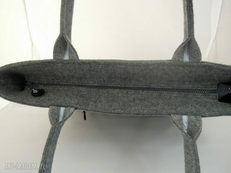 Torebka XXL z filcu z falbanką w kolorze szarym HandMade