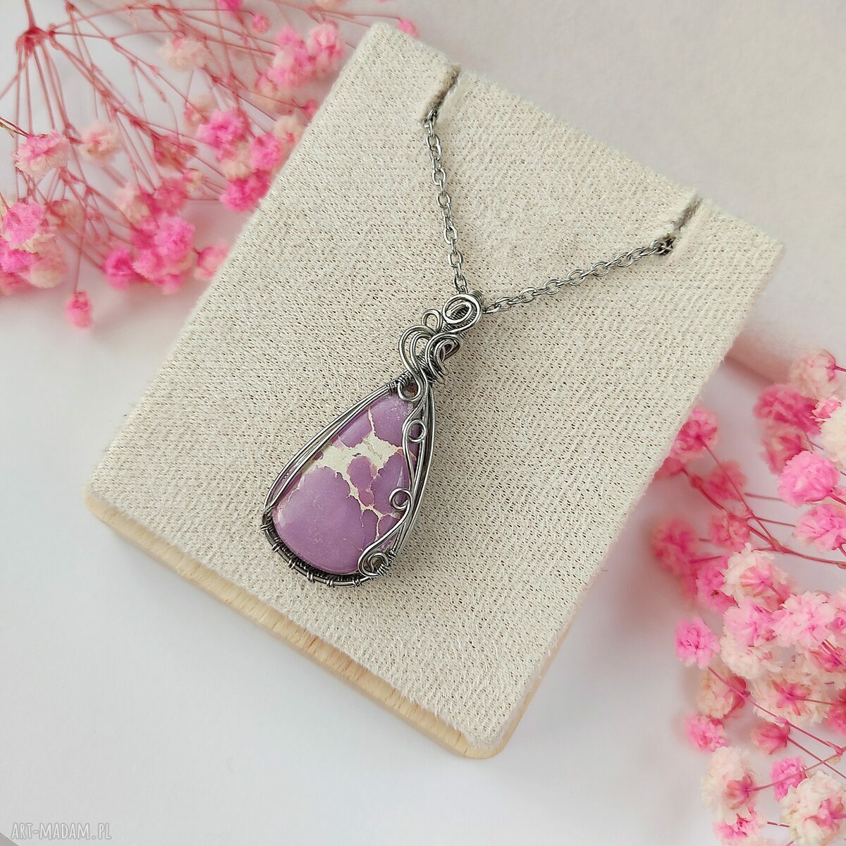 Naszyjnik Fosfosyderyt ze stali chirurgicznej - wire wrapping
