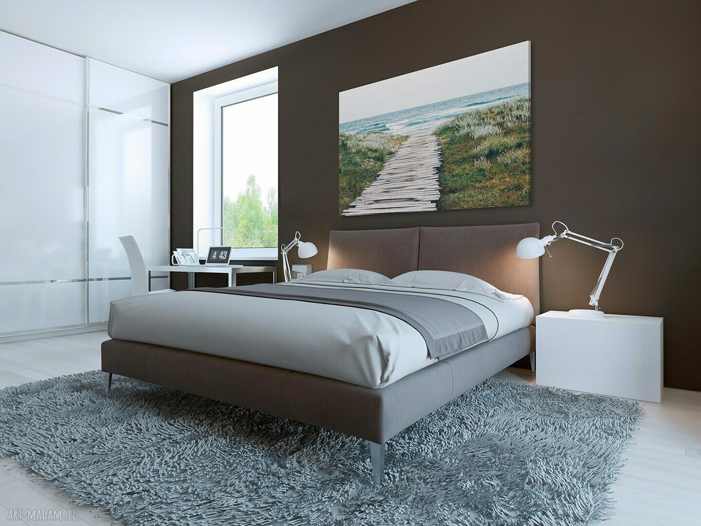 Fotoobraz na płótnie - MORZE PLAŻA MOST - 120x80 cm (904401)