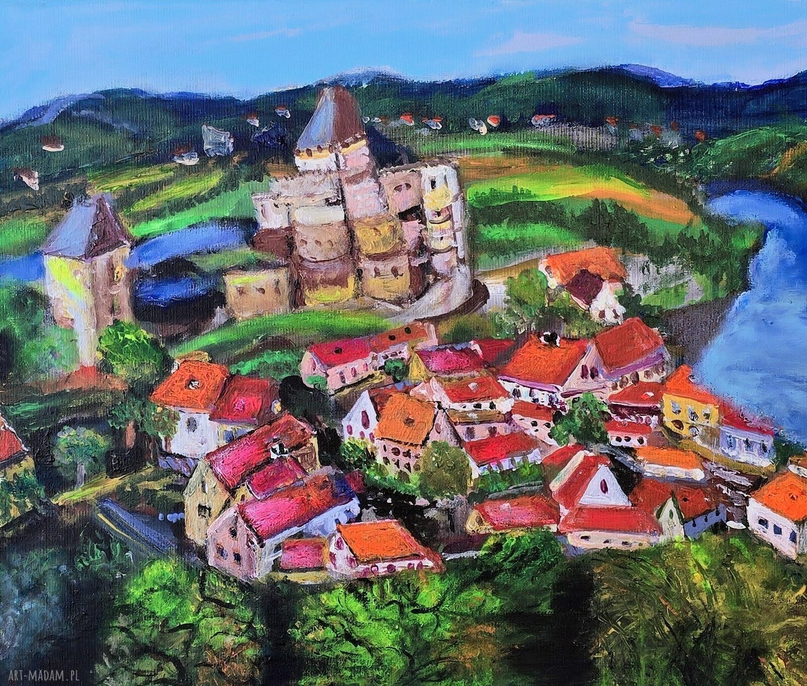 Francja Perigord Noir - obraz pejzaż w ciepłych barwach 40 x 50 x 2 cm