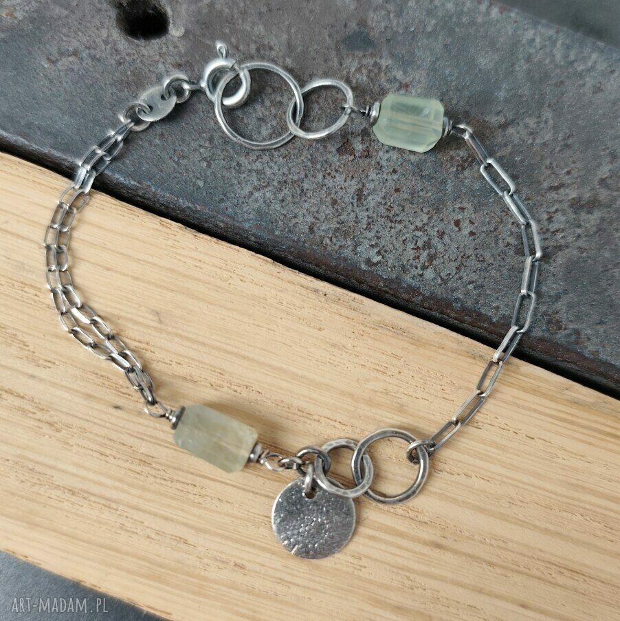 Srebrna bransoletka 925 z prehnitem frenitem - Grey Line Project