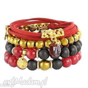 frida 4 - red gold & black - czarne bransoletki