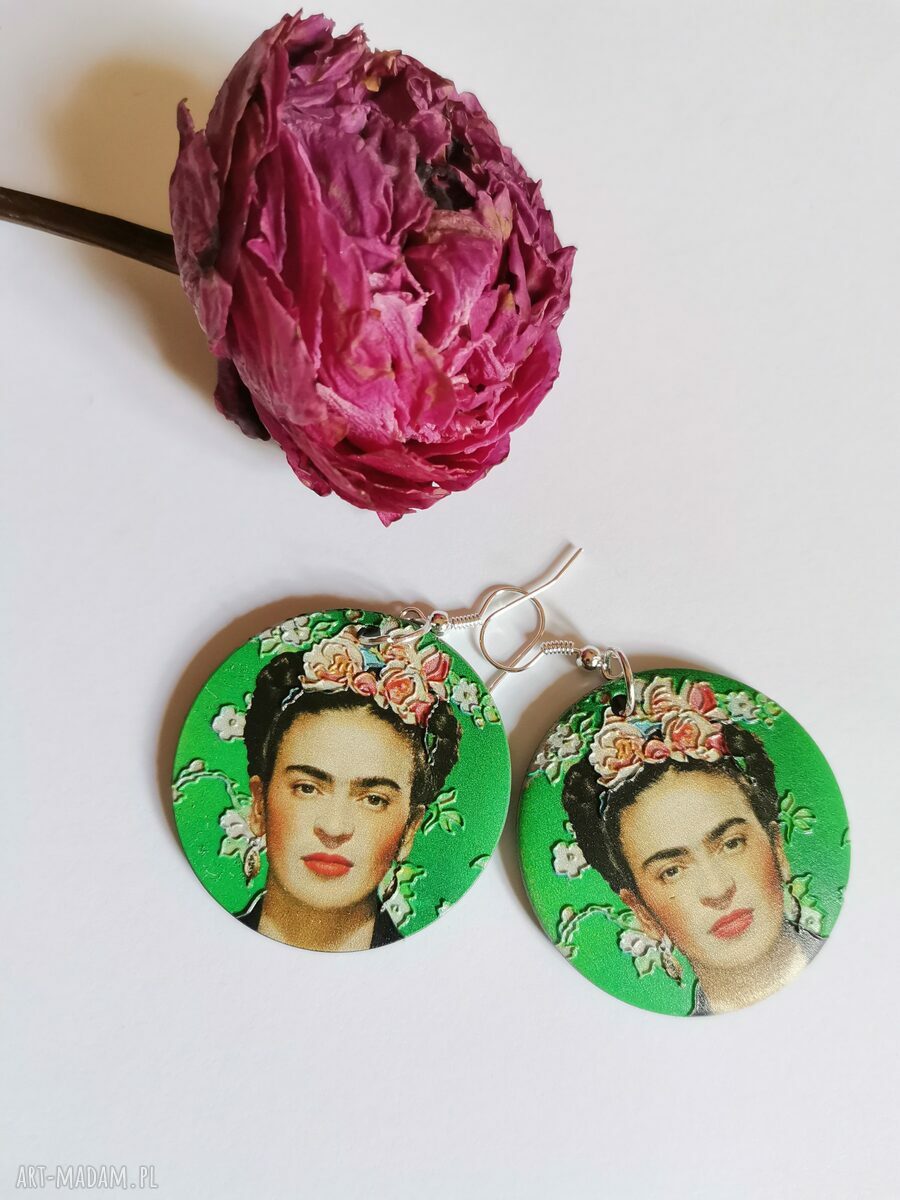 Kolczyki Frida dwustronne - lekkie i boho z zielonym akcentem