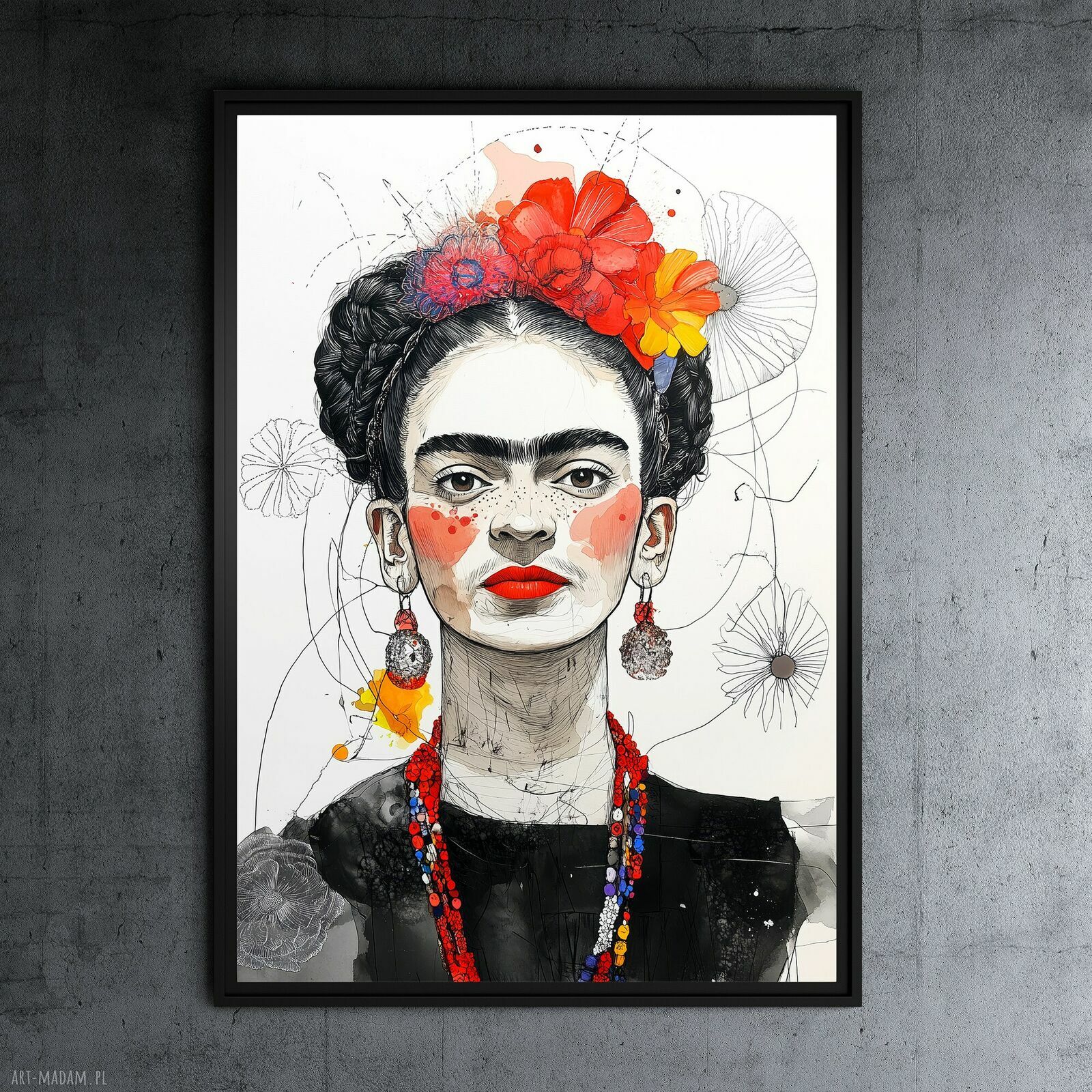 Frida - grafika na plakacie A3 portret