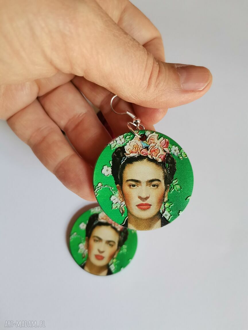 Kolczyki Frida dwustronne - lekkie i boho z zielonym akcentem