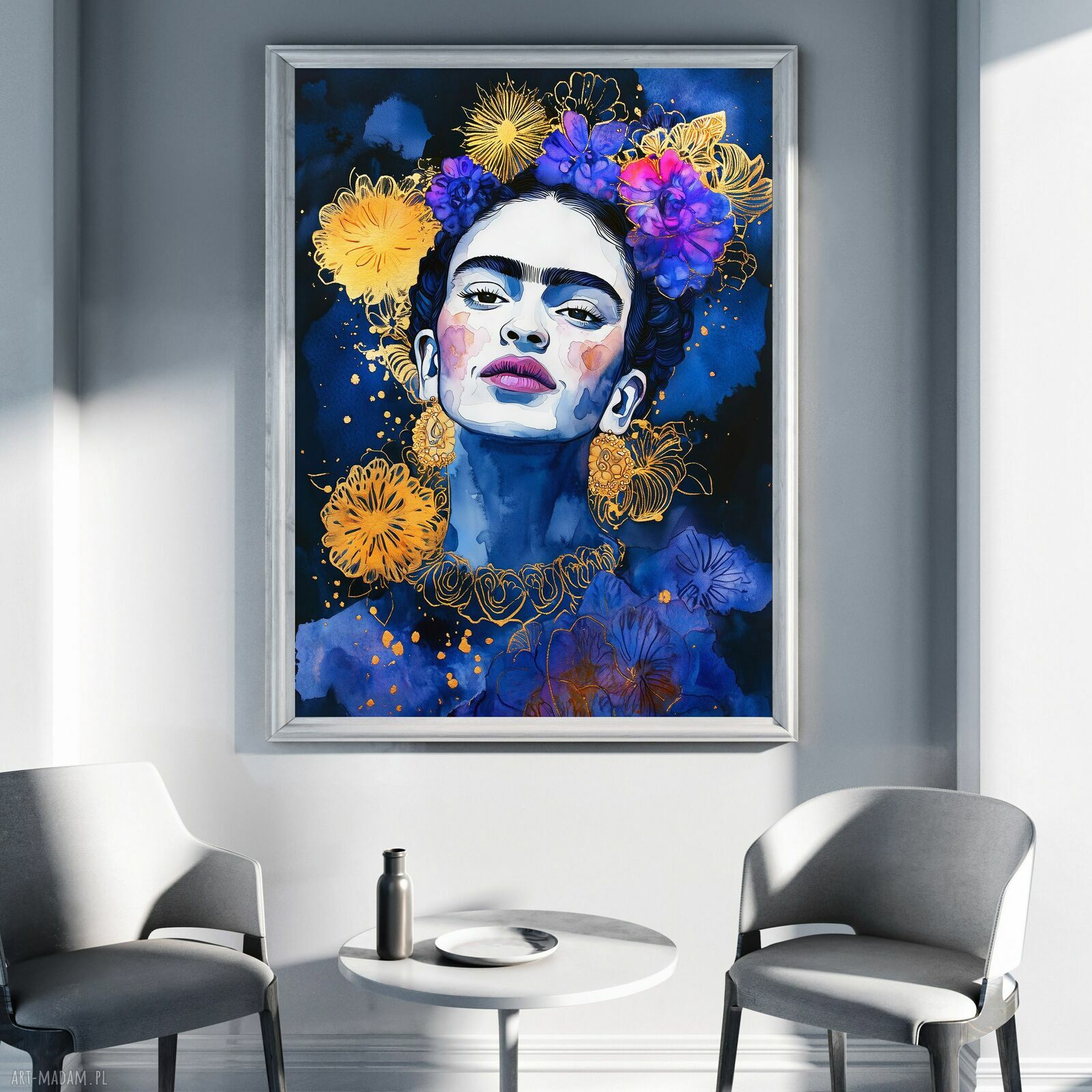 Frida wieczorową porą - plakat A3 z autorską grafiką kobiety