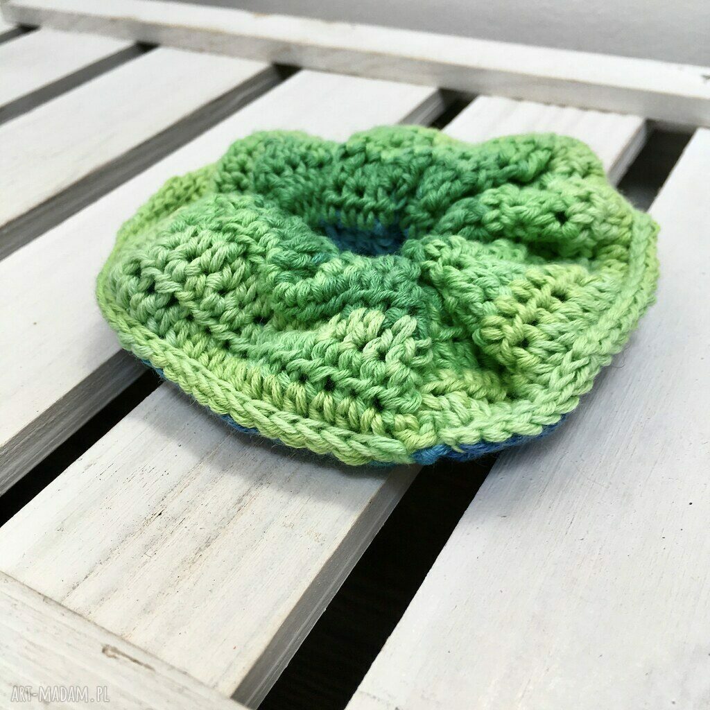 Gumka scrunchie handmade z bawełny - 2-stronna