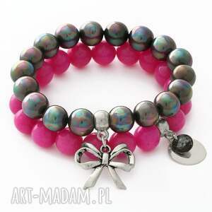 fuchsia jade & petrol pearl set