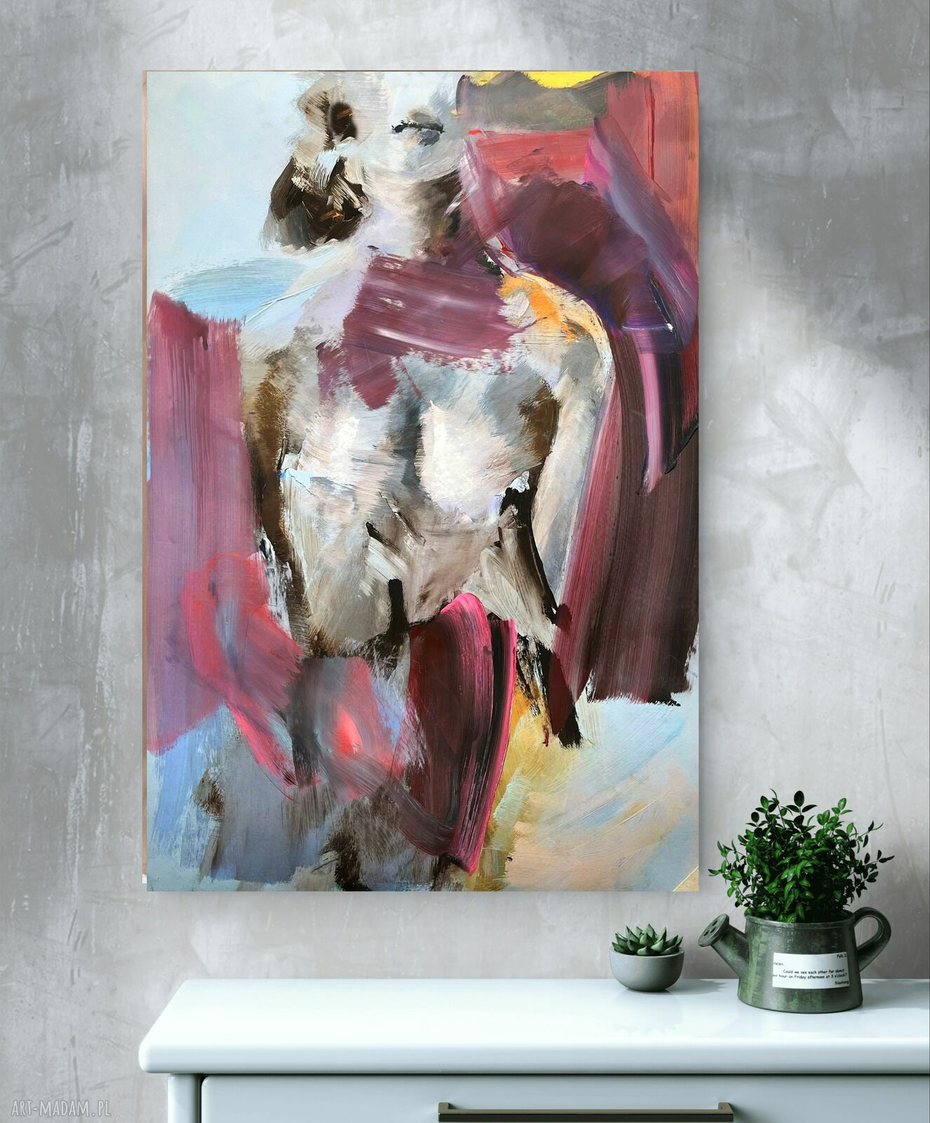 Autorska grafika „Fuhsja” 62x87 cm - druk fine art, akryl i pastel
