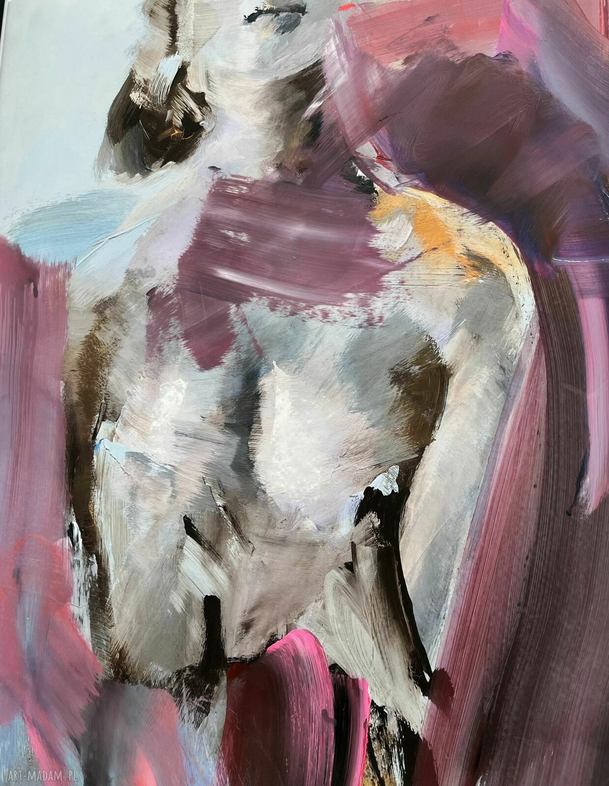 Autorska grafika „Fuhsja” 62x87 cm - druk fine art, akryl i pastel