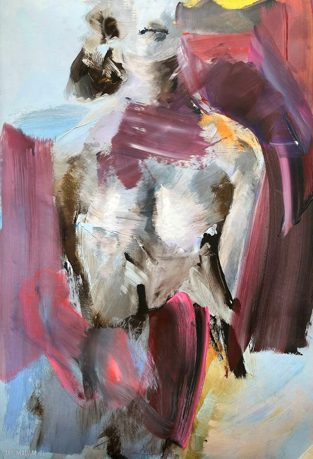 Autorska grafika „Fuhsja” 62x87 cm - druk fine art, akryl i pastel