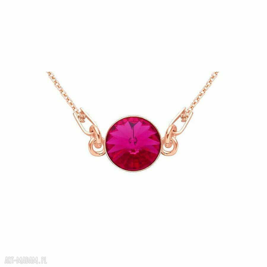 naszyjniki: NASZYJNIK Z RÓŻOWEGO ZŁOTA Z CIEMNO RÓŻOWYM KRYSZTAŁEM SWAROVSKI® CRYSTAL