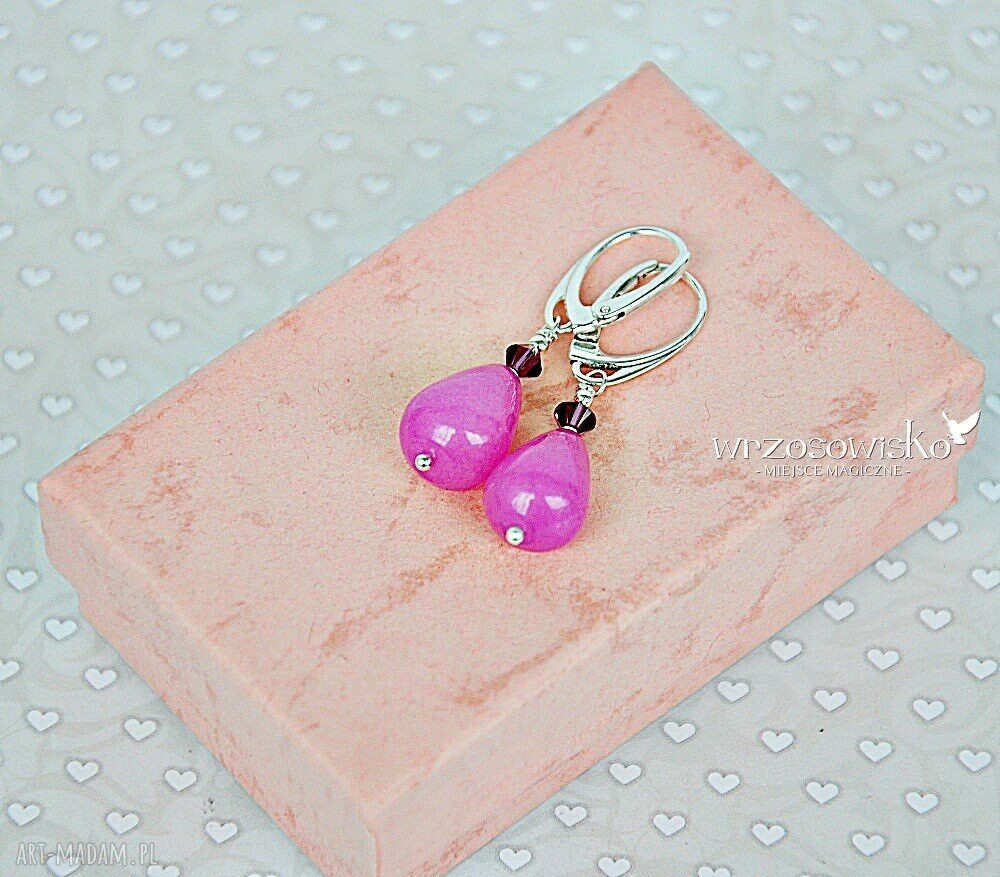 Fuksjowe krople jadeitu hand made