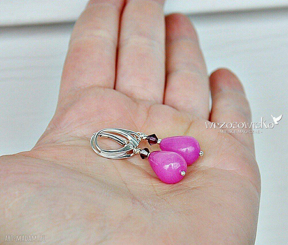 Fuksjowe krople jadeitu hand made