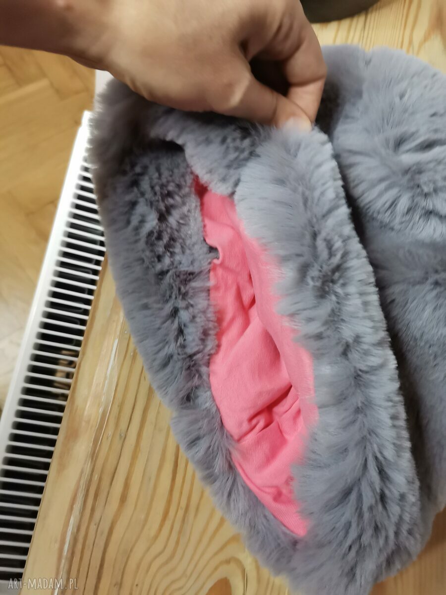 Szara futrzana czapka Frida z podszewką - sztuczne futro (one size)